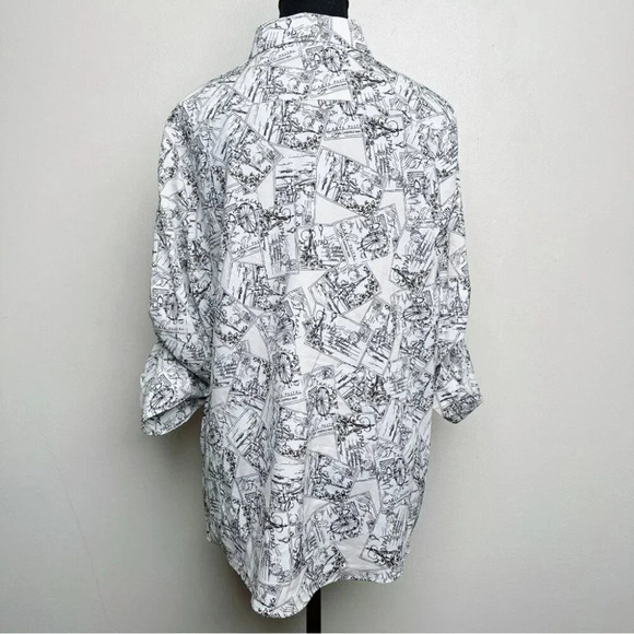 Karl Lagerfeld Womens Size Large Paris Whimsical  Roll Sleeve Blouse - Picture 3 of 15